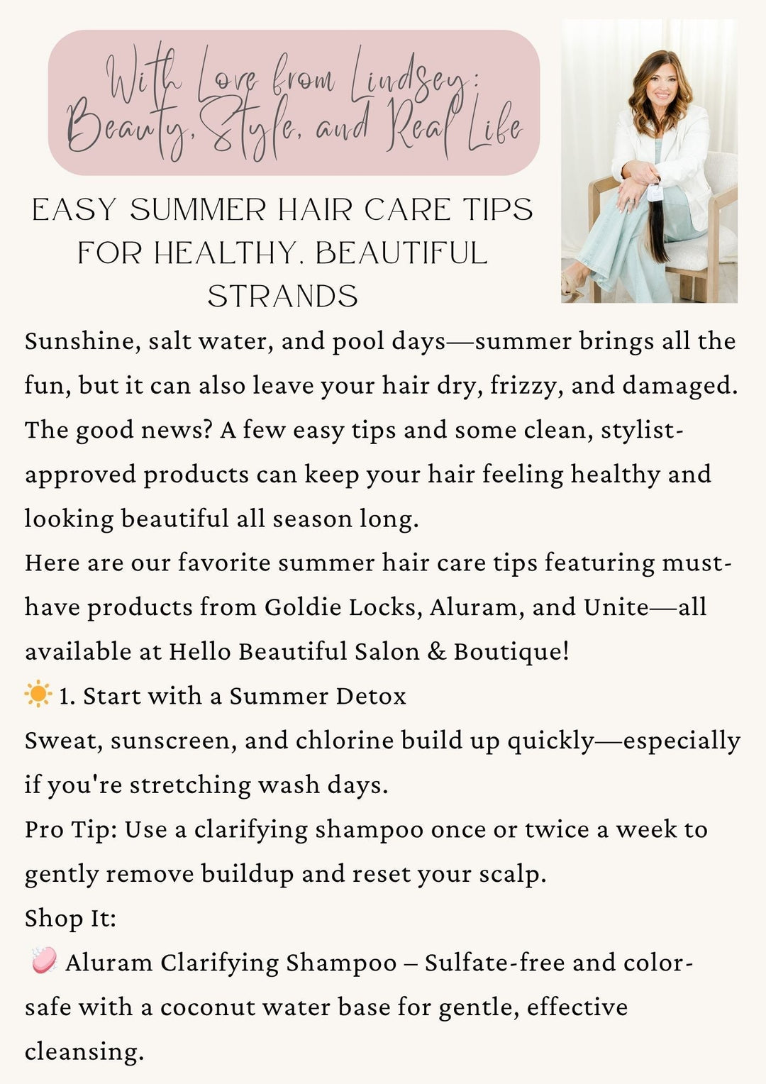 Easy Summer Hair Care Tips for Healthy, Beautiful Strands - Hello Beautiful Boutique