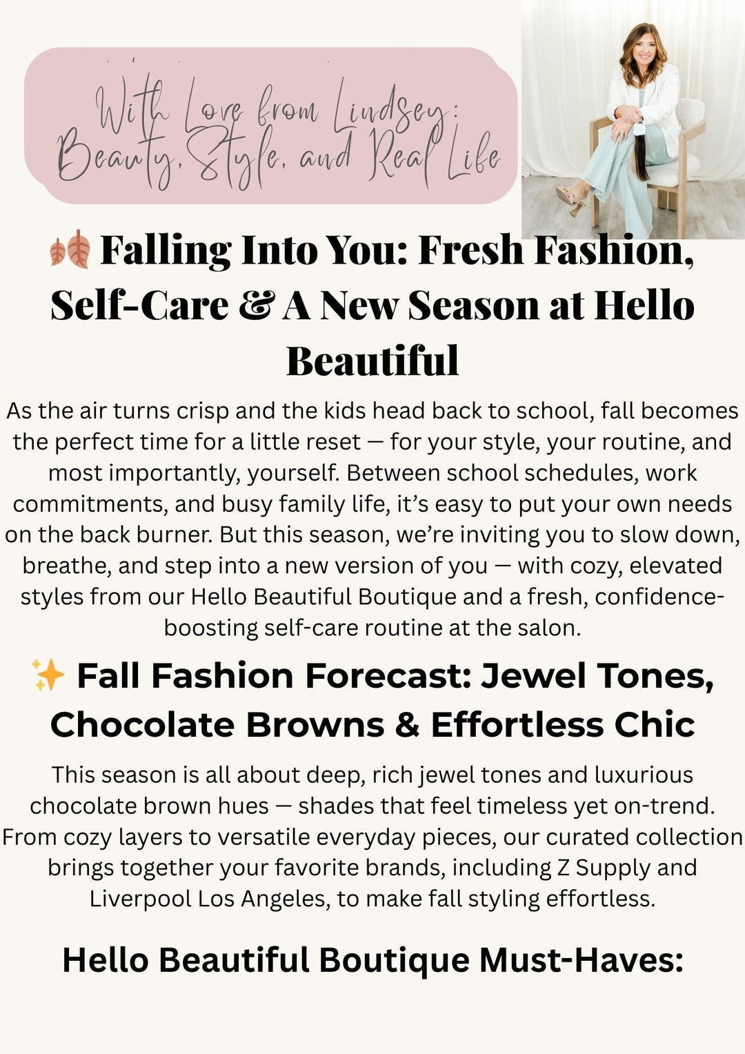 Falling Into You: Fresh Fashion, Self-Care & A New Season at Hello Beautiful - Hello Beautiful Boutique