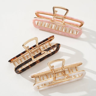 Harlow Medium Hollow Rectangle Metal Claw Clip: Assorted