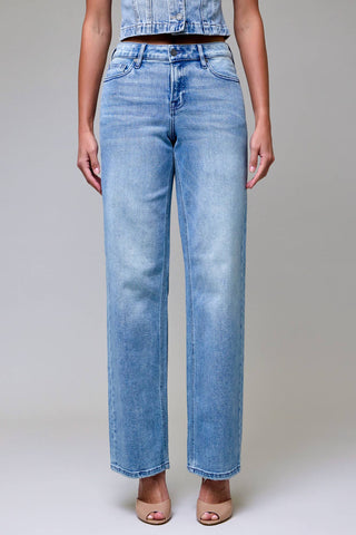 Vintage Wash Stretch Mid Rise Dad Jean