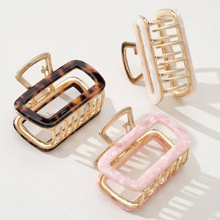 Harlow Medium Hollow Rectangle Metal Claw Clip: Assorted