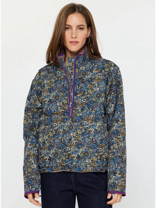 Reversible Floral Sherpa Pullover