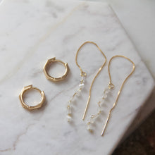 Load image into Gallery viewer, Mesa Blue - Hexagon Huggie Hoop Earrings: Gold
