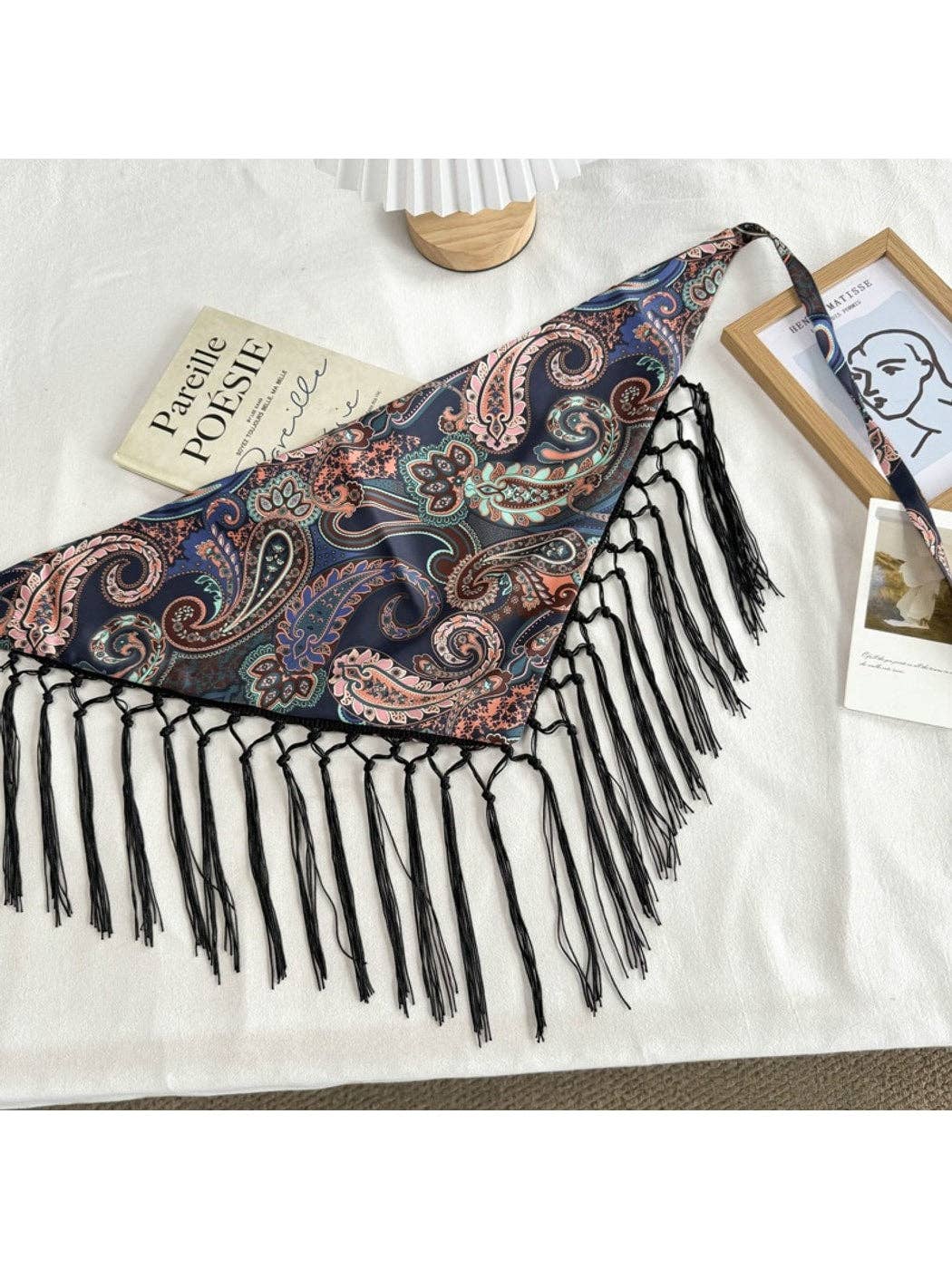 Fringed Patchwork Triangle Bandana