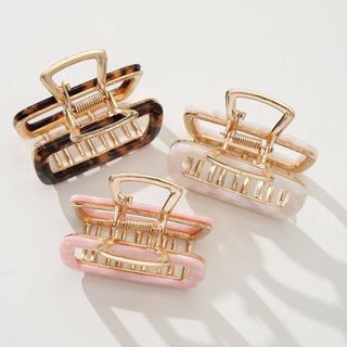 Harlow Medium Hollow Rectangle Metal Claw Clip: Assorted