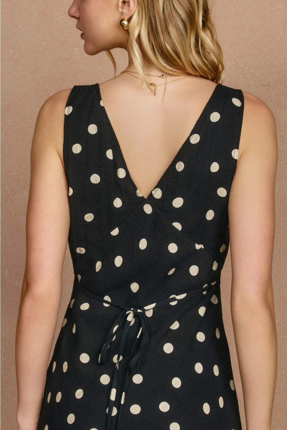 Polka Dot Tie-Back Mini Dress