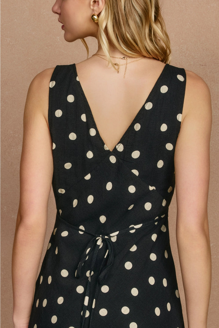 Polka Dot Tie-Back Mini Dress