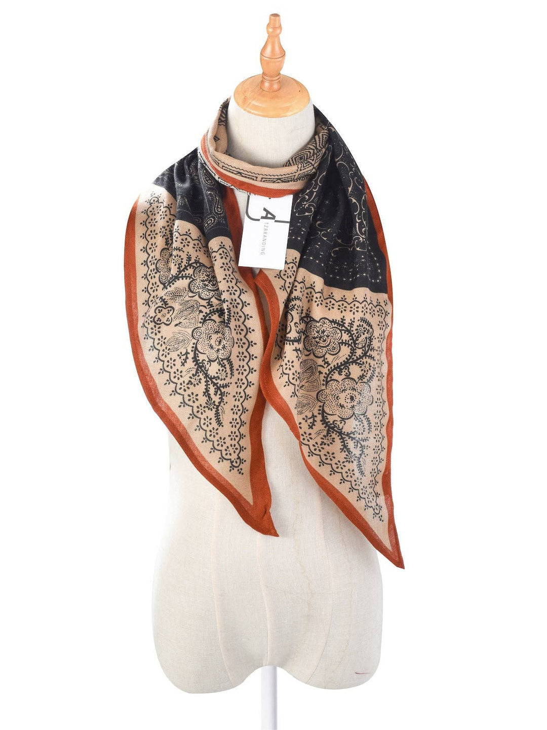 Navy Boho Floral Scarf