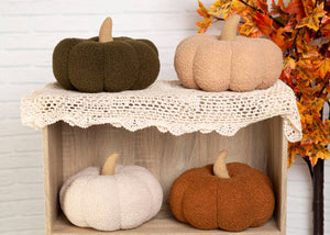 Pearhead - Cream Sherpa Pumpkin Pillow, Fall Decor