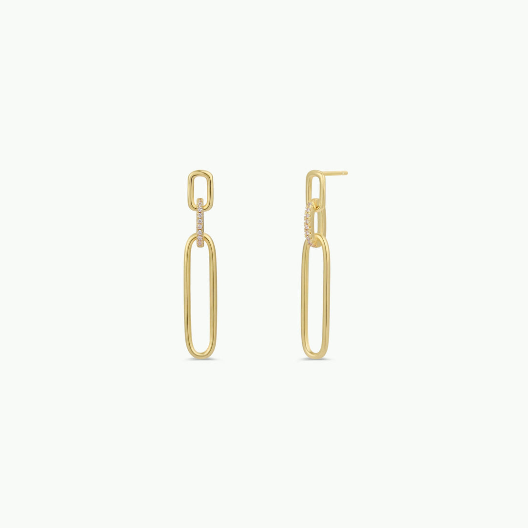 Pave Link Drop - Gold Earrings