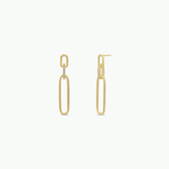 Pave Link Drop - Gold Earrings