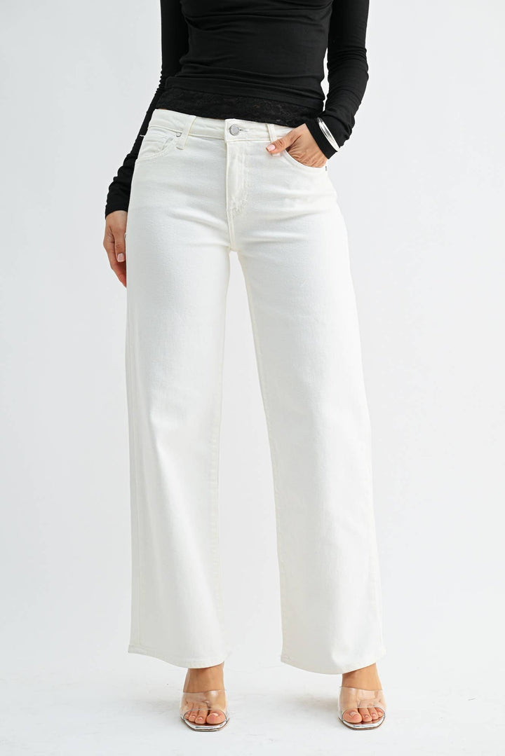 Mid Rise Wide Leg Denim