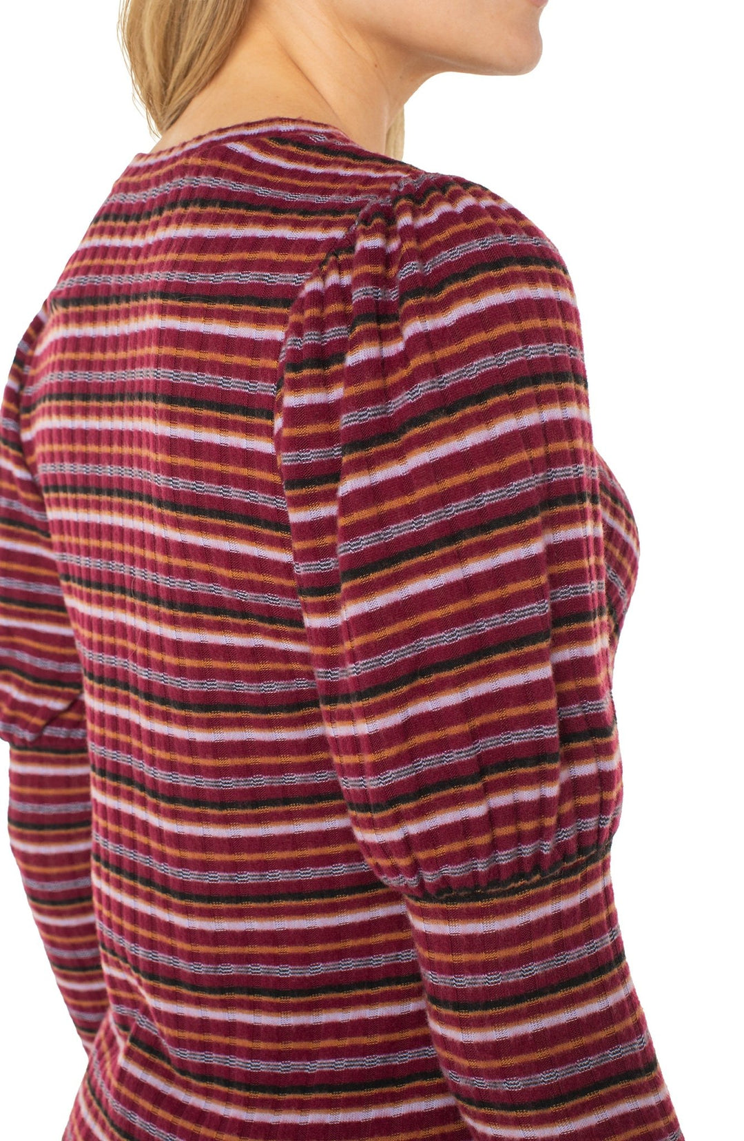 3/4 Juliette Sleeve Crew Neck Knit Top with Miter - Hello Beautiful Boutique