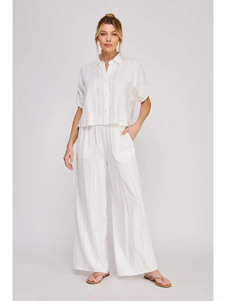 The Coastal Lace Button Down Top