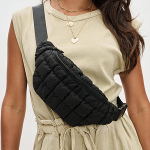 Sol and Selene - Resurgence - Quilted Puffer Nylon Belt Bag: Ivory