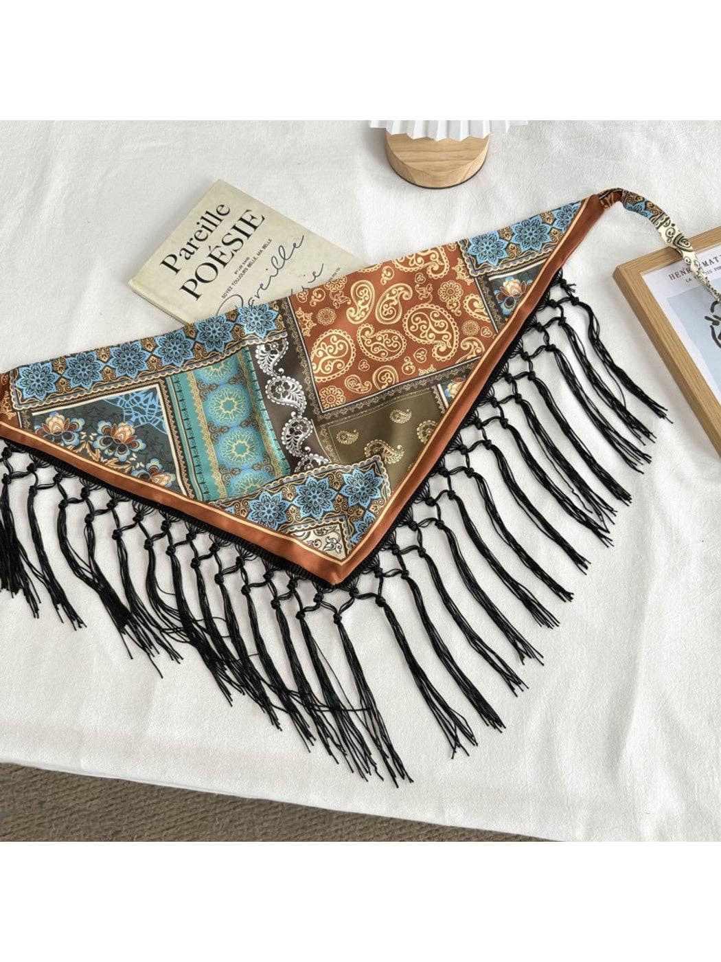 Fringed Patchwork Triangle Bandana