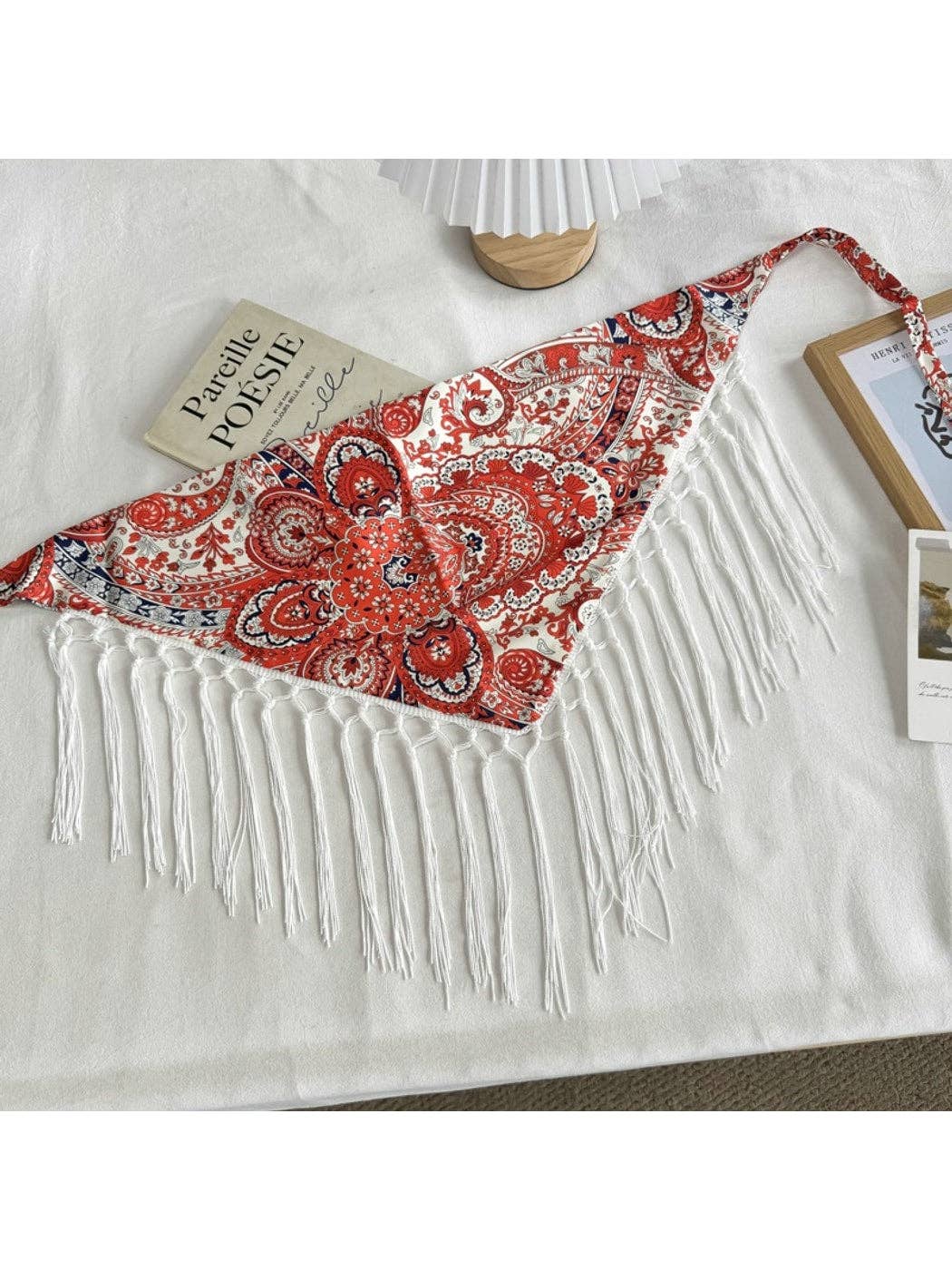 Fringed Patchwork Triangle Bandana