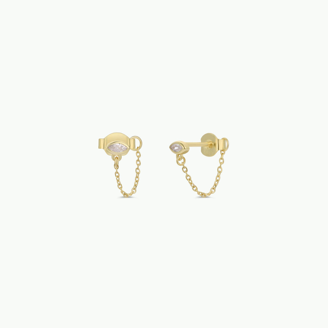 Chain Huggie - Stud - Gold Earrings