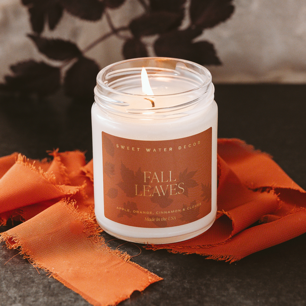 Sweet Water Decor - *NEW* Fall Leaves 9 oz Soy Candle - Fall Home Decor, Gifts