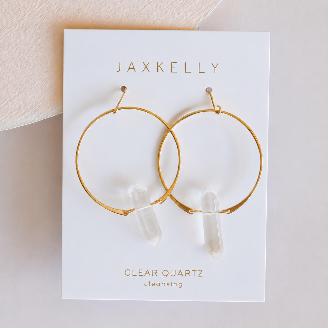 Hoops - Clear Quartz - Gold Earrings