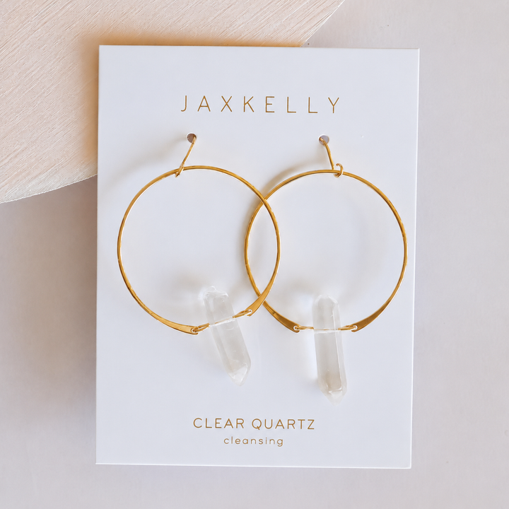 Hoops - Clear Quartz - Gold Earrings
