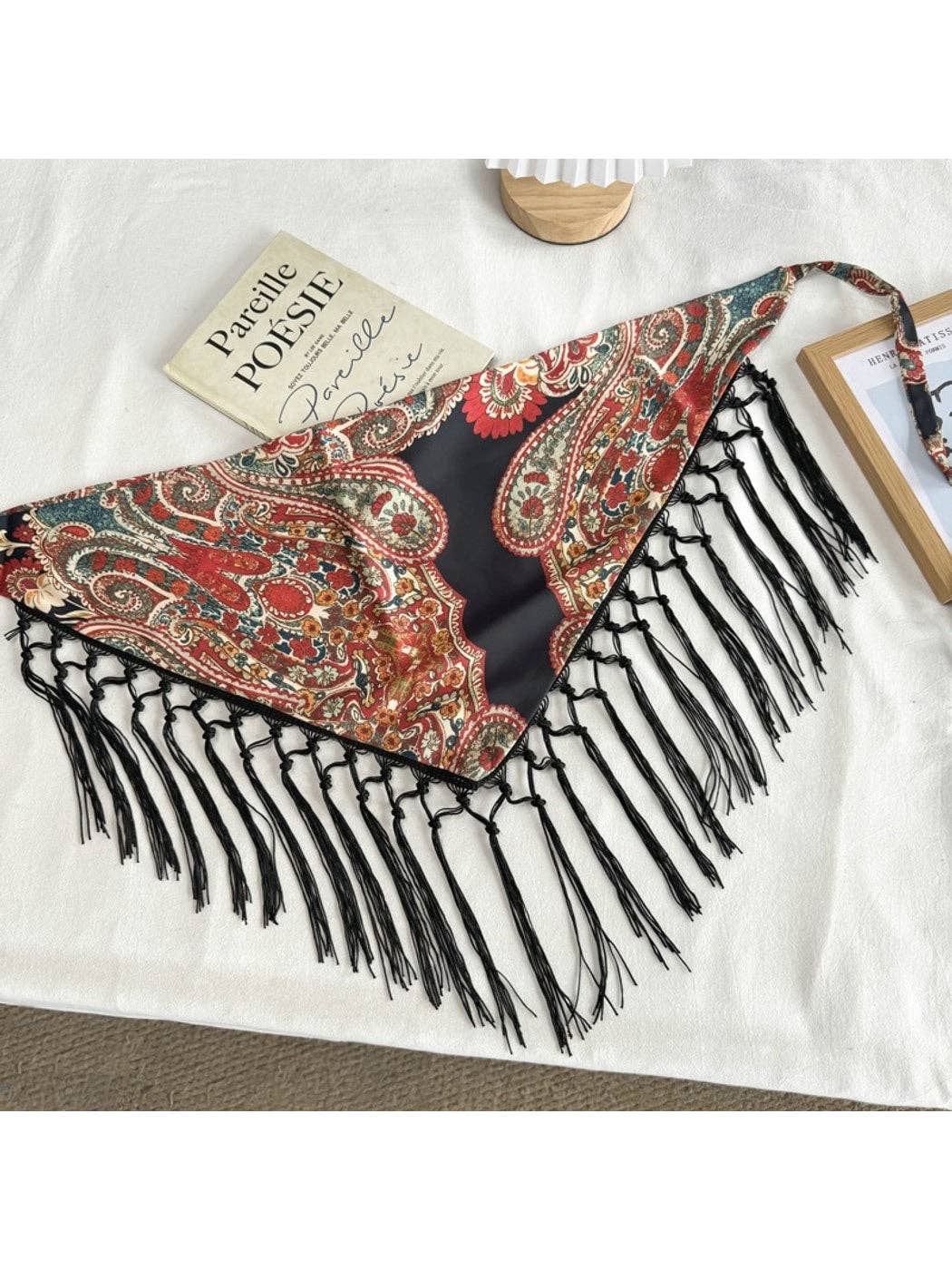 Fringed Patchwork Triangle Bandana