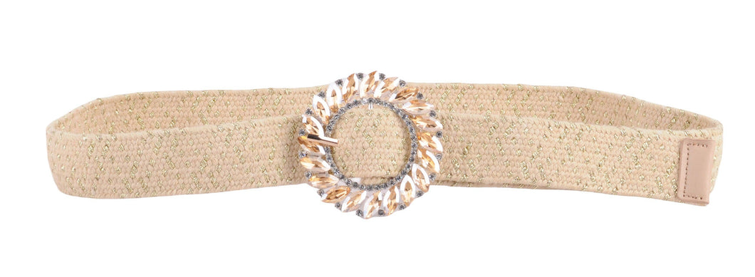 Most Wanted USA - Circle Rhinestone Buckle Stretch Belt: ML