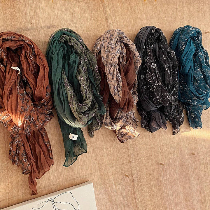 Lightweight Floral Ruched Scarf