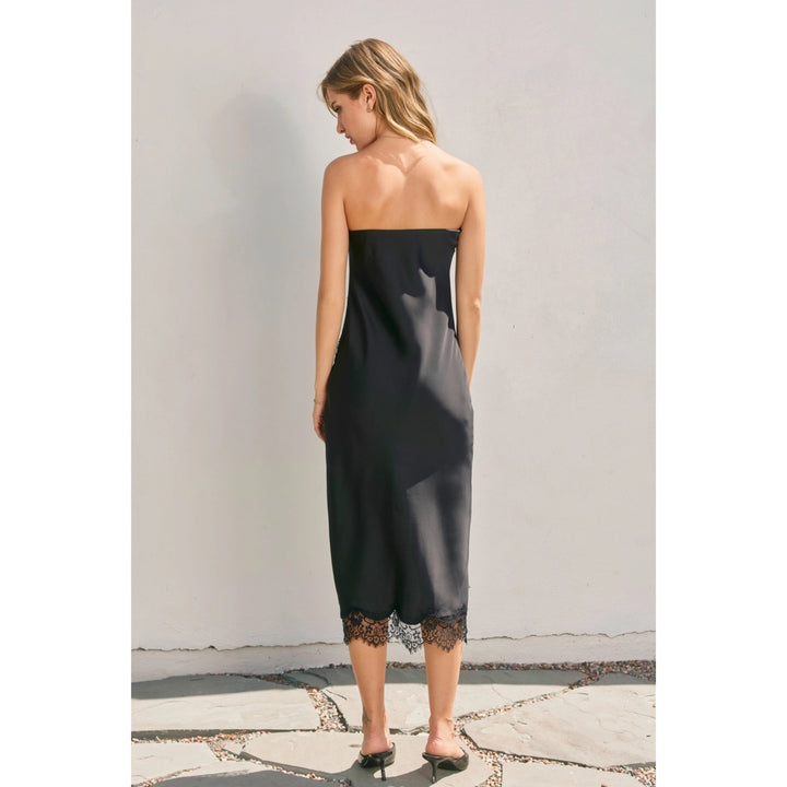 Lace Trim Tube Midi Dress