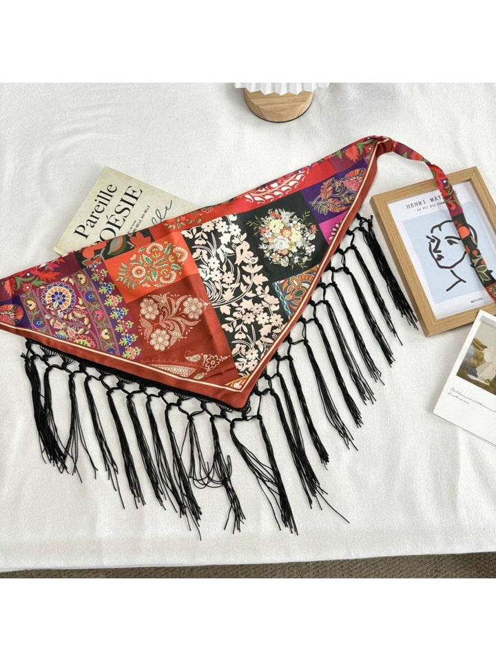 Fringed Patchwork Triangle Bandana