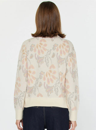 Jacquard Floral Half-Zip Sweater