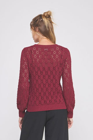 Garnet Diamond Pointelle Sweater