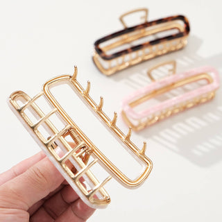 Harlow Medium Hollow Rectangle Metal Claw Clip: Assorted
