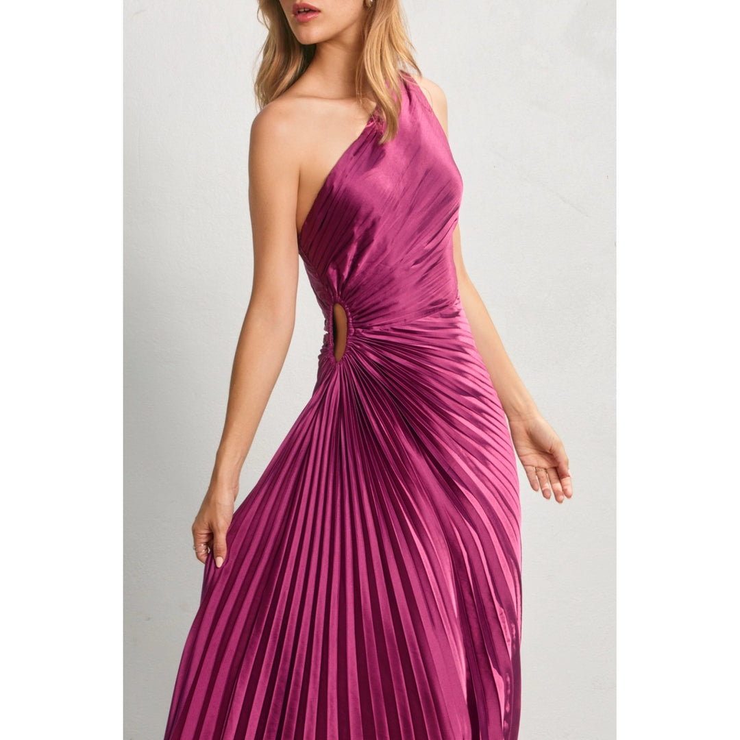 Olympia Pleated Maxi Dress – Magenta