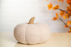 Pearhead - Cream Sherpa Pumpkin Pillow, Fall Decor