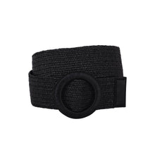 Load image into Gallery viewer, Most Wanted USA - Woven Raffia Circle Buckle Stretch Waist Belt: Black / SM
