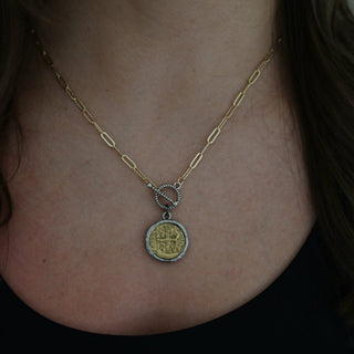 Grand Central Necklace: Mixed Metal Medallion