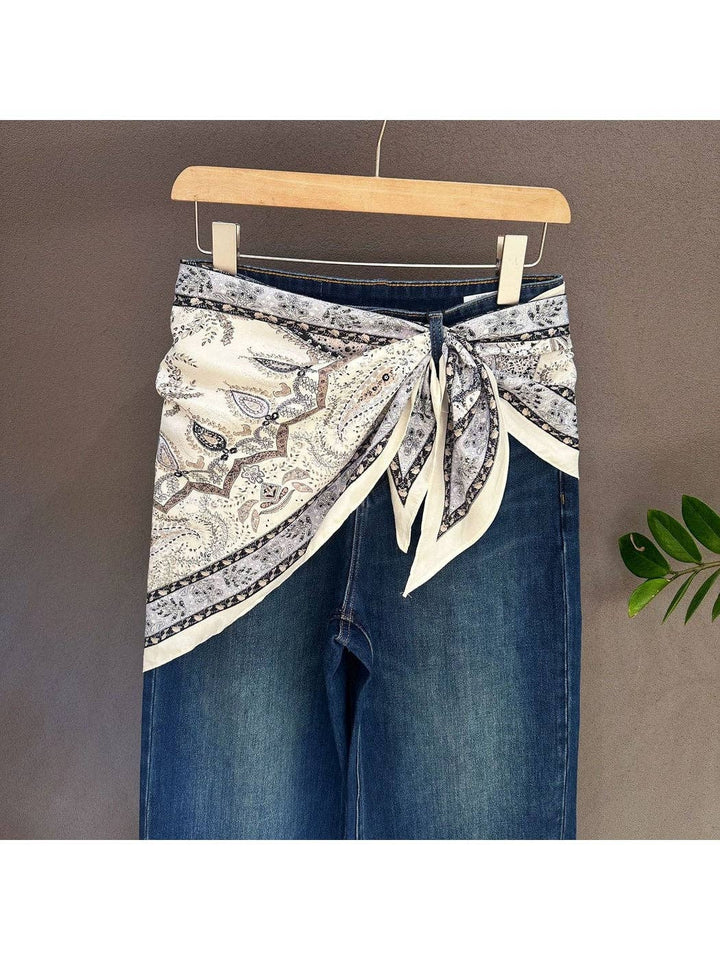Grey Vintage Print Triangle Bandana