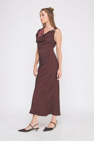 Starlight Satin Cowl Midi Dress