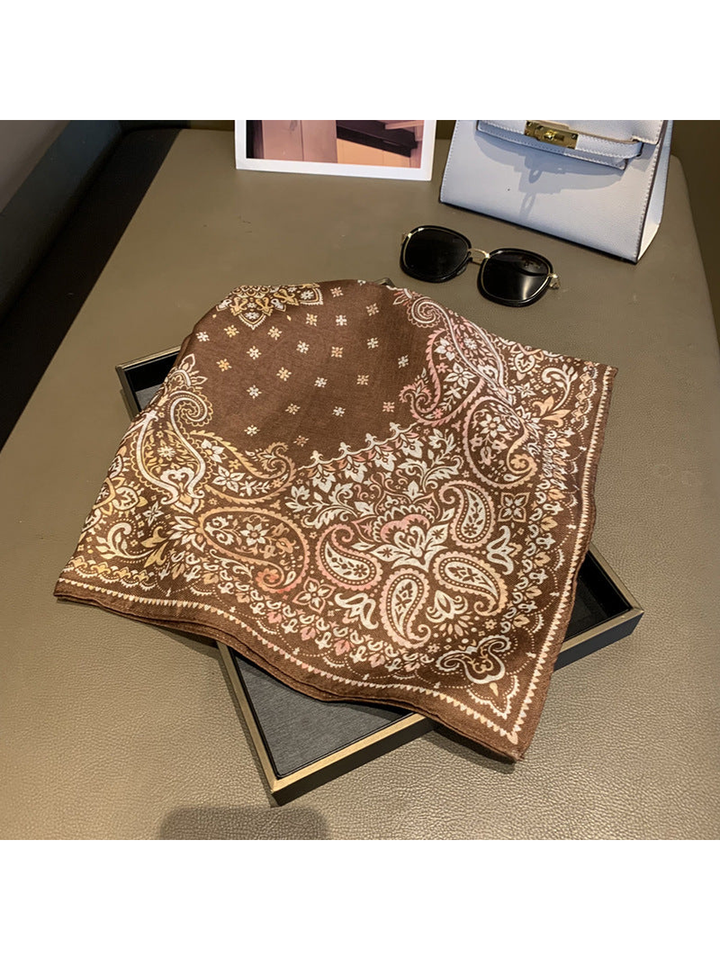 Brown Paisley Bandana Square Scarf