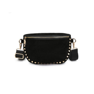 Gizelle-Suede Belt Bag: Black