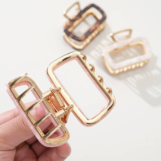 Harlow Medium Hollow Rectangle Metal Claw Clip: Assorted