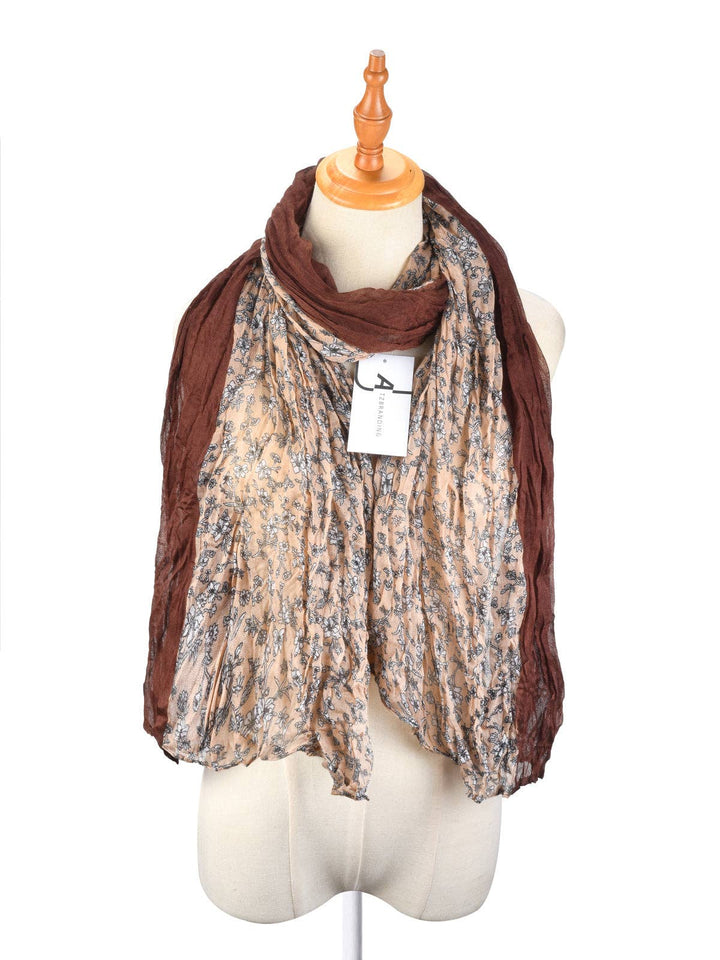 Lightweight Floral Ruched Scarf