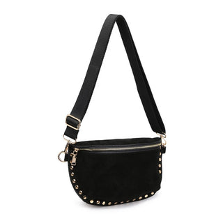 Gizelle-Suede Belt Bag: Black