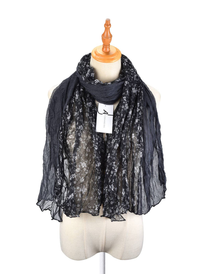Lightweight Floral Ruched Scarf