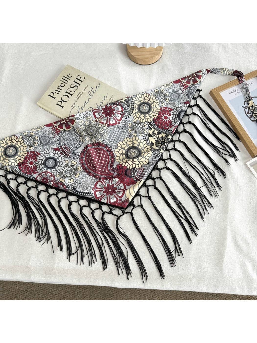 Fringed Patchwork Triangle Bandana