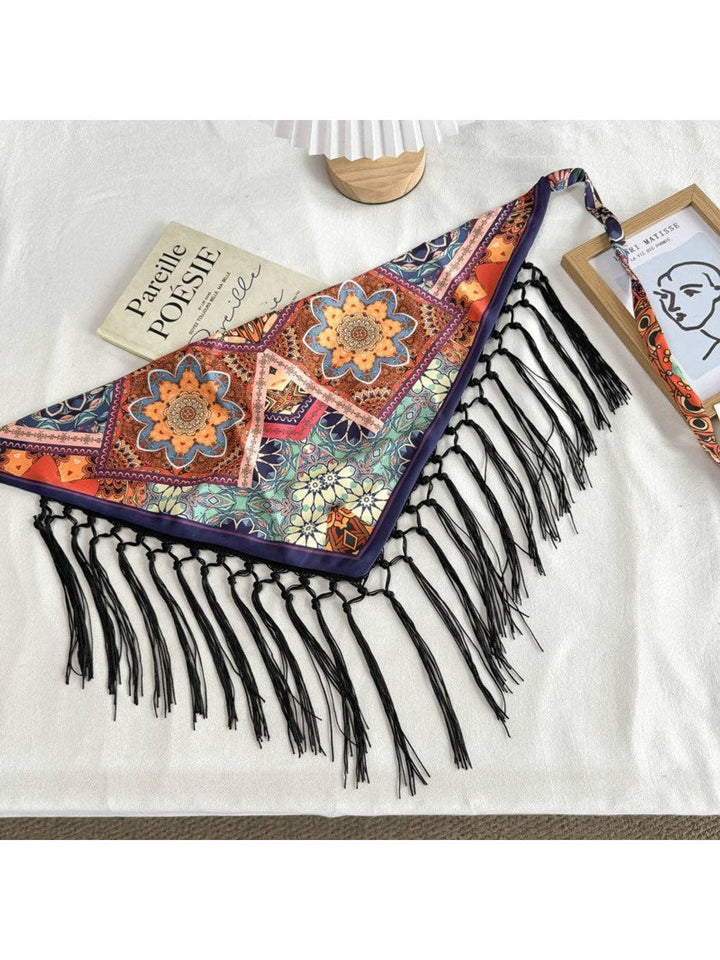 Fringed Patchwork Triangle Bandana