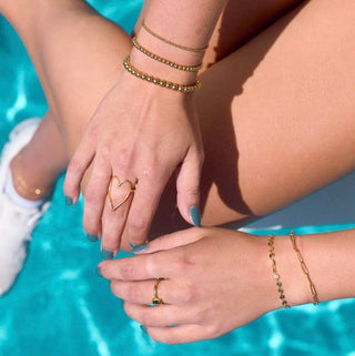 Nikki Smith Designs - Lovie Gold Heart Ring- Waterproof: 7