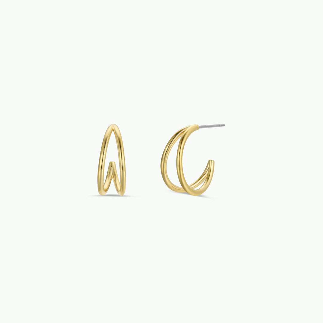 Illusion Double Hoop - Gold Earrings
