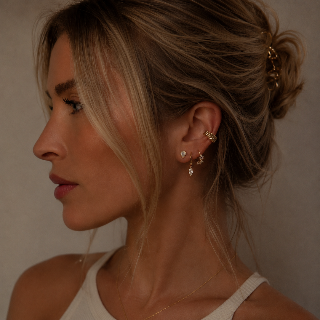 Marquise CZ Drop Huggies